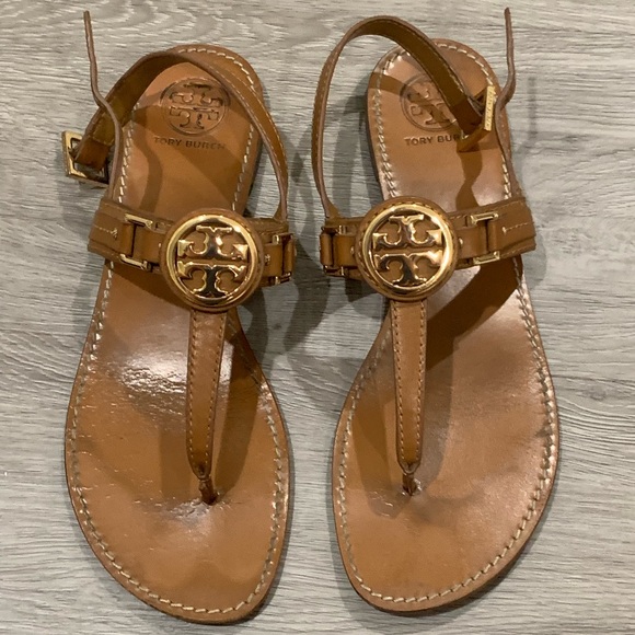 Tory Burch Brown and Gold Sandals - Size 10 - Picture 2 of 6